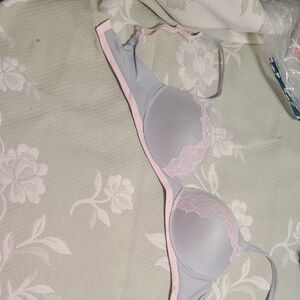 Victoria's Secret Light Pink and Gray Lace Bra